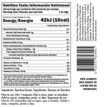 Cargar imagen en el visor de la galería, Información nutricional Espirulina Azul en Polvo Blue Majik Yogi Super Foods