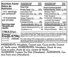 Cargar imagen en el visor de la galería, Información nutricional Crema de Chocolate y Macadamia sin azúcar Yogi Super Foods