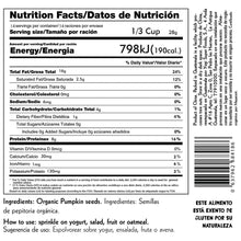 Cargar imagen en el visor de la galería, Información nutricional Semillas de Pepitoria Orgánica 400g superalimento Guatemala Yogi Super Foods
