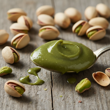 Cargar imagen en el visor de la galería, Mantequilla de Pistacho Tostado cremosa en cuchara con pistachos – Yogi Super Foods Guatemala

